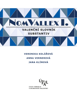 Kolářová Veronika et al.: NomVallex I. Valenční slovník substantiv