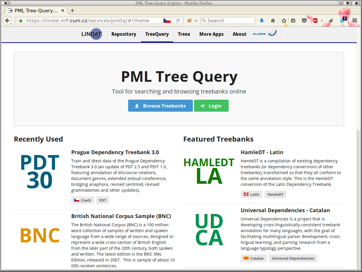 The PML-TQ web-service at Lindat/Clarin web pages