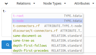 List of available node types for PDT 3.0 containing the string t-